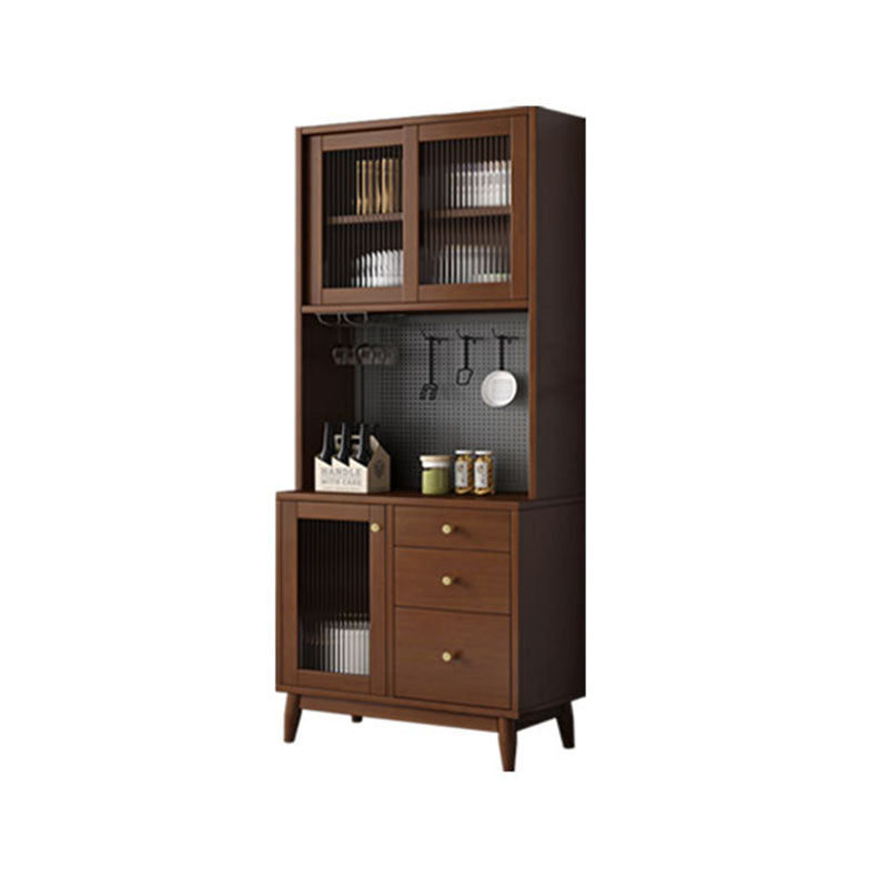 Modern Wood Sideboard Table Open Storage Cabinets Included for Living Room