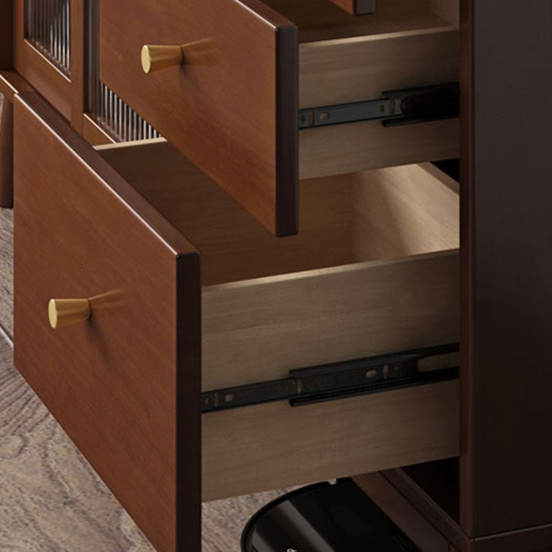 Modern Wood Sideboard Table Open Storage Cabinets Included for Living Room