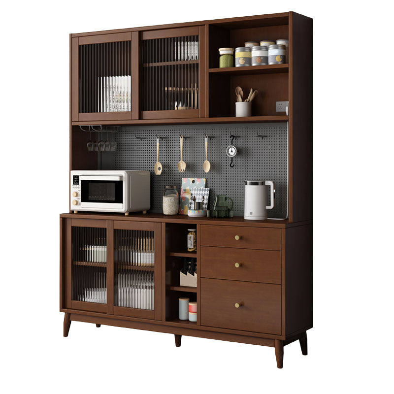 Modern Wood Sideboard Table Open Storage Cabinets Included for Living Room