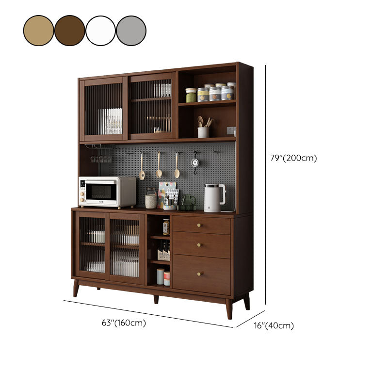 Modern Wood Sideboard Table Open Storage Cabinets Included for Living Room