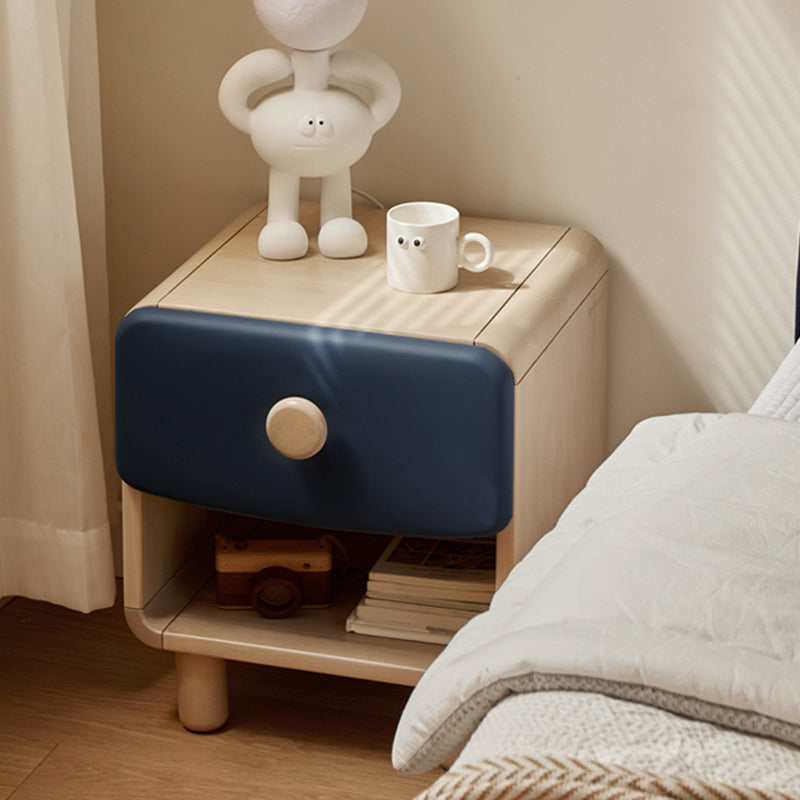 White and Blue Kids Bedside Table Wooden Kids Bedside Table with Drawers