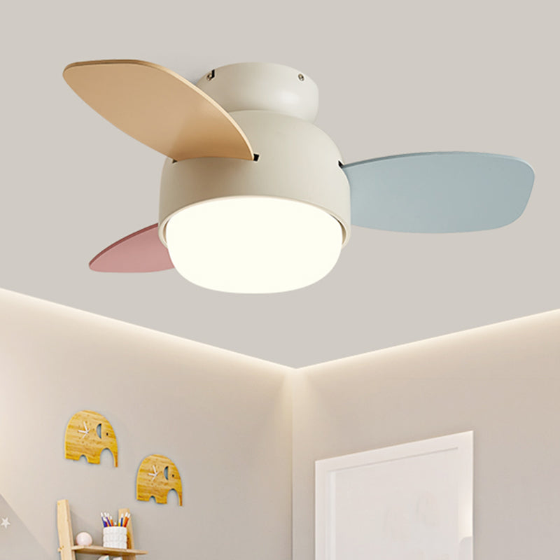 Metal Fan Shape Ceiling Fans Kid Style 1 Light Flush Ceiling Fan