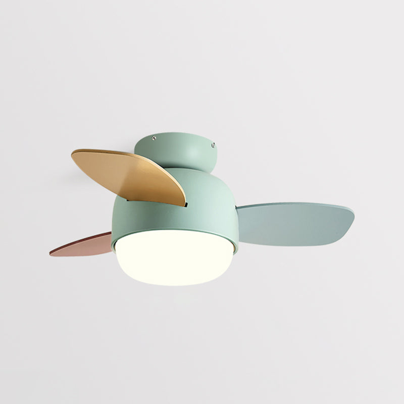 Metal Fan Shape Ceiling Fans Kid Style 1 Light Flush Ceiling Fan