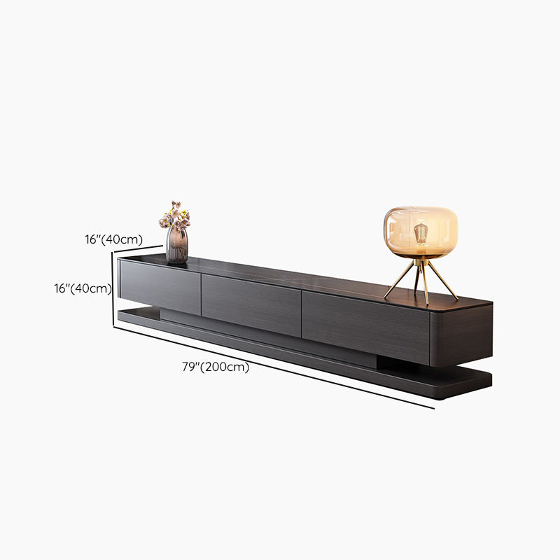 Black Stone TV Stand Console Contemporary TV Media with 3 Drawers