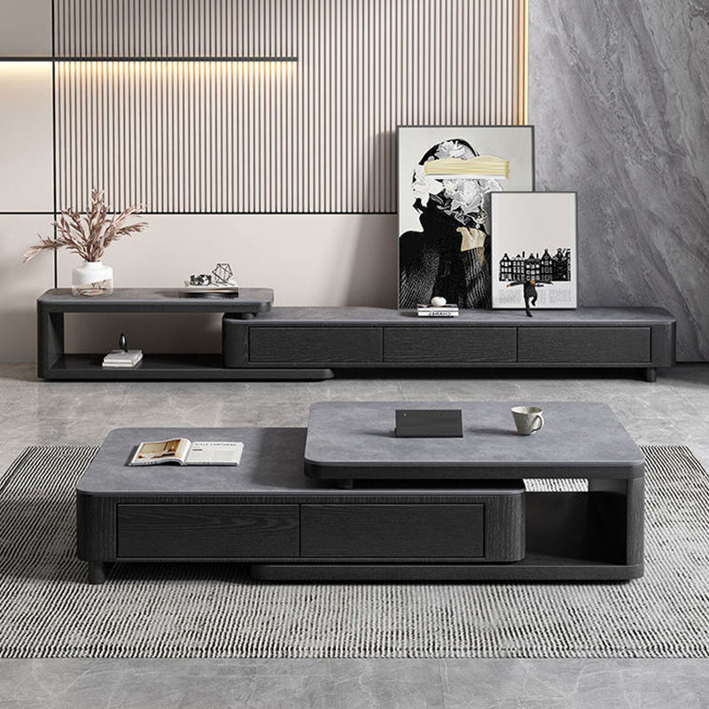 Contemporary TV Media Console Stone Stand Console with Drawers