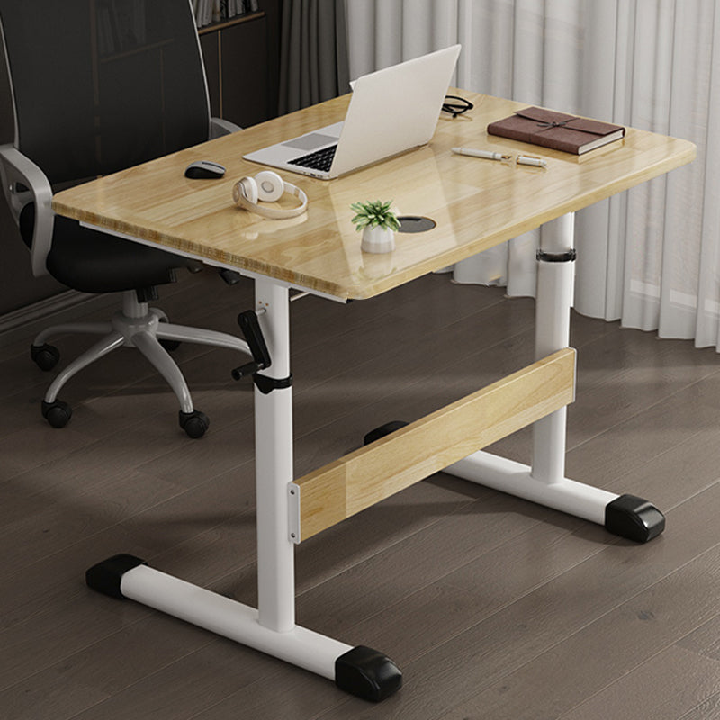 Adjustable Height Wood Office Desk Cable Management Rectangular Writing Desk