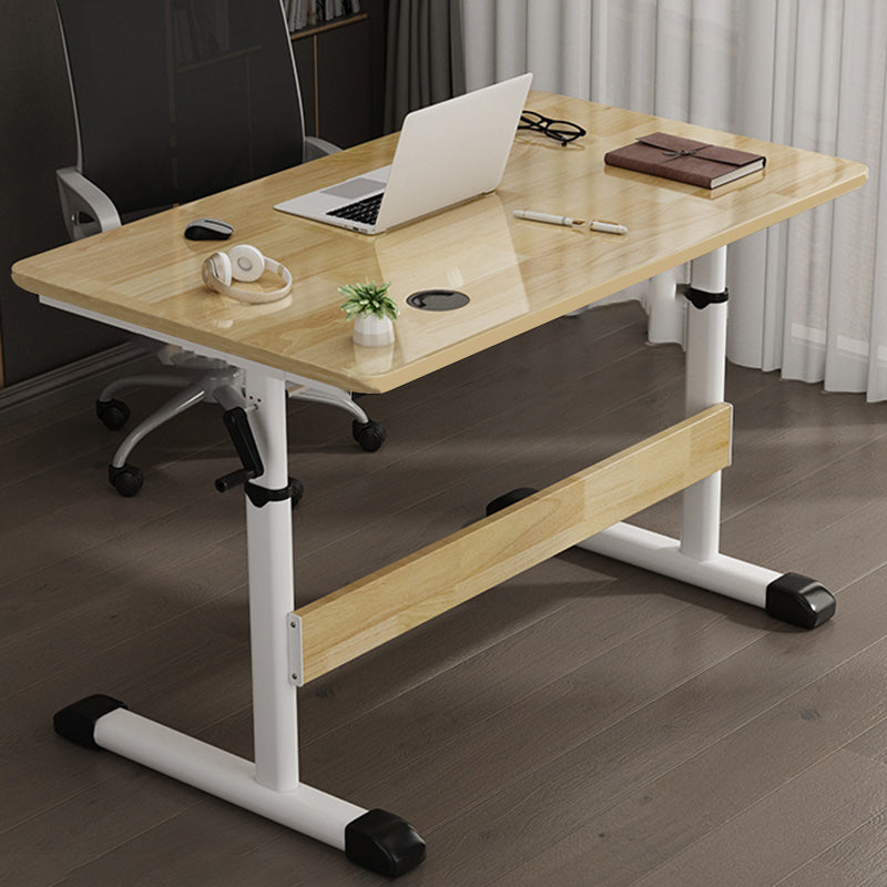 Adjustable Height Wood Office Desk Cable Management Rectangular Writing Desk