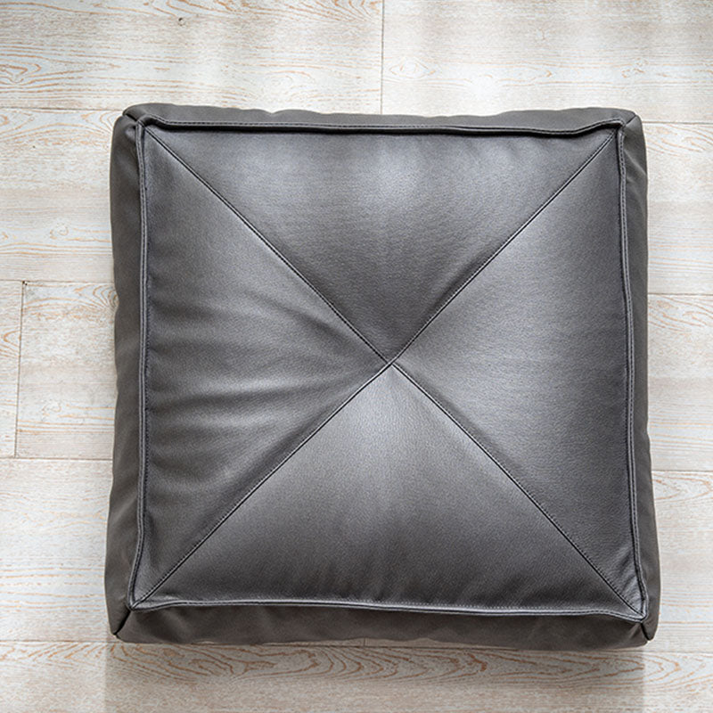 Glam Pouf Ottoman Faux Leather Stain Resistant Solid Color Square Ottoman