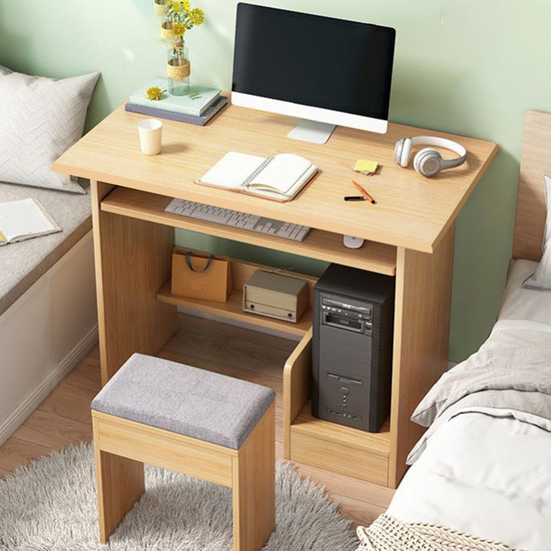 Modern Style Wood Office Desk Rectangular Shape Task Desk with 2 Legs in White/Natural