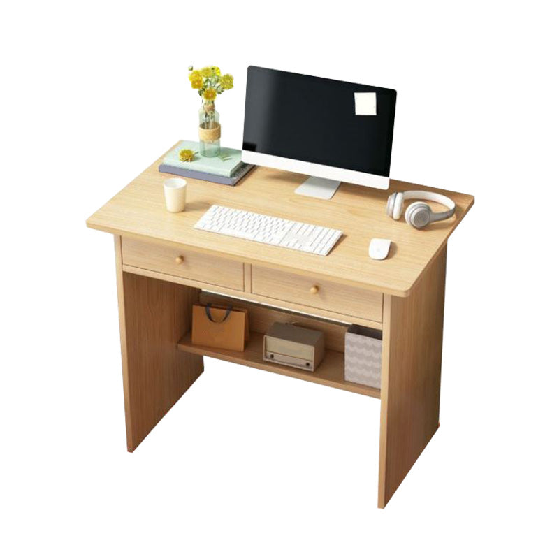 Modern Style Wood Office Desk Rectangular Shape Task Desk with 2 Legs in White/Natural