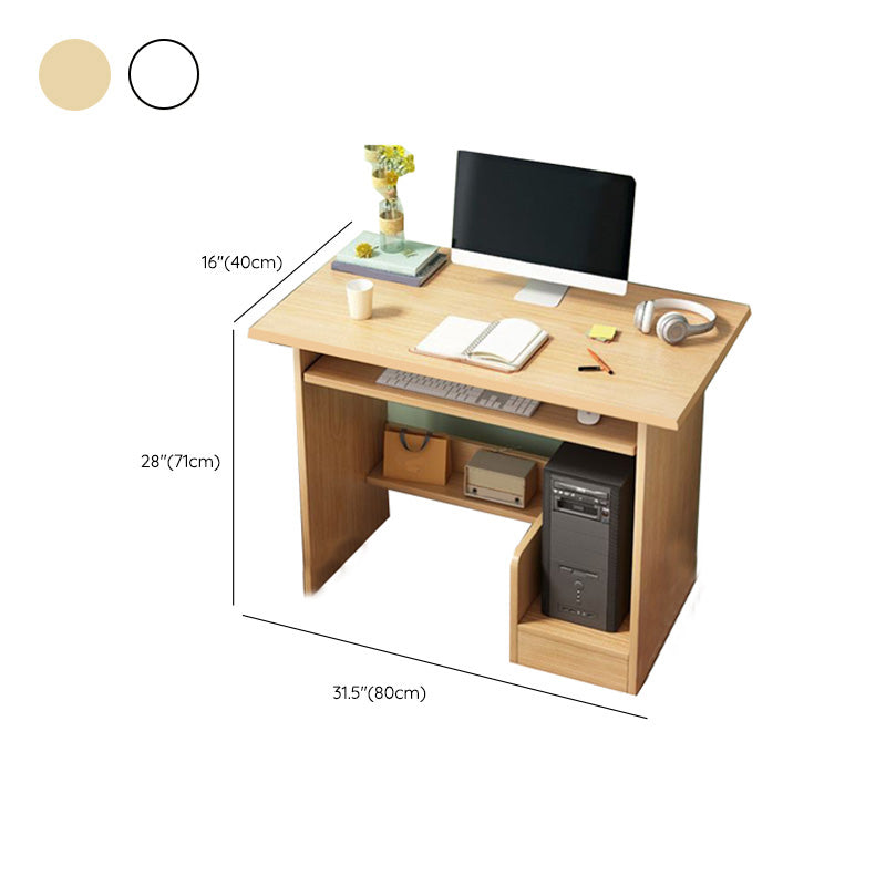 Modern Style Wood Office Desk Rectangular Shape Task Desk with 2 Legs in White/Natural