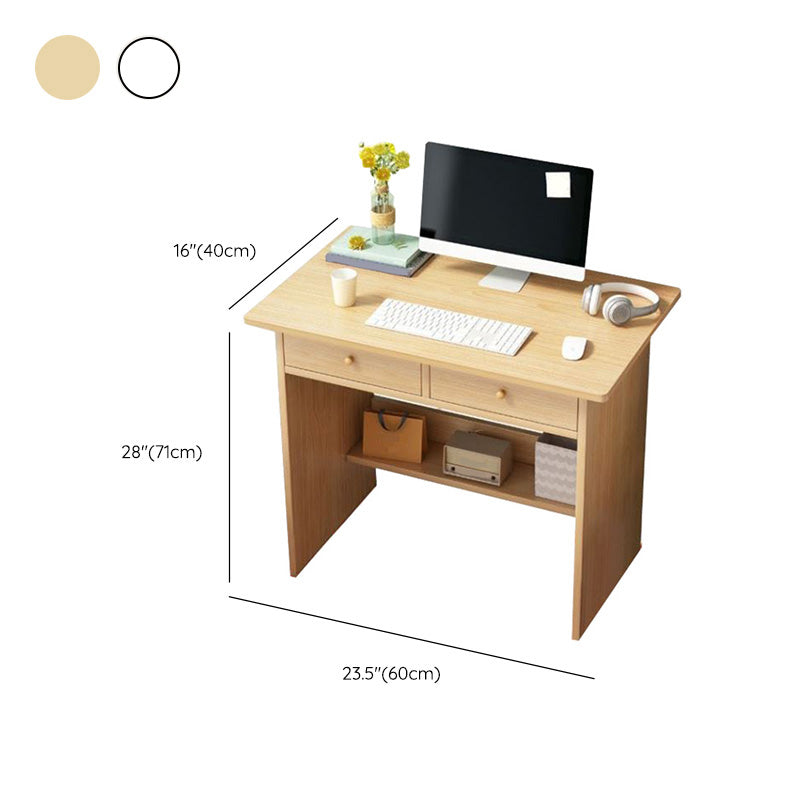 Modern Style Wood Office Desk Rectangular Shape Task Desk with 2 Legs in White/Natural