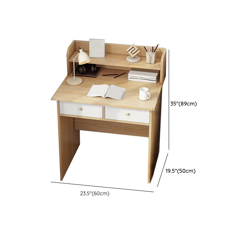 Modern Style Wood Office Desk Rectangular Shape Task Desk with 2 Legs in White/Natural