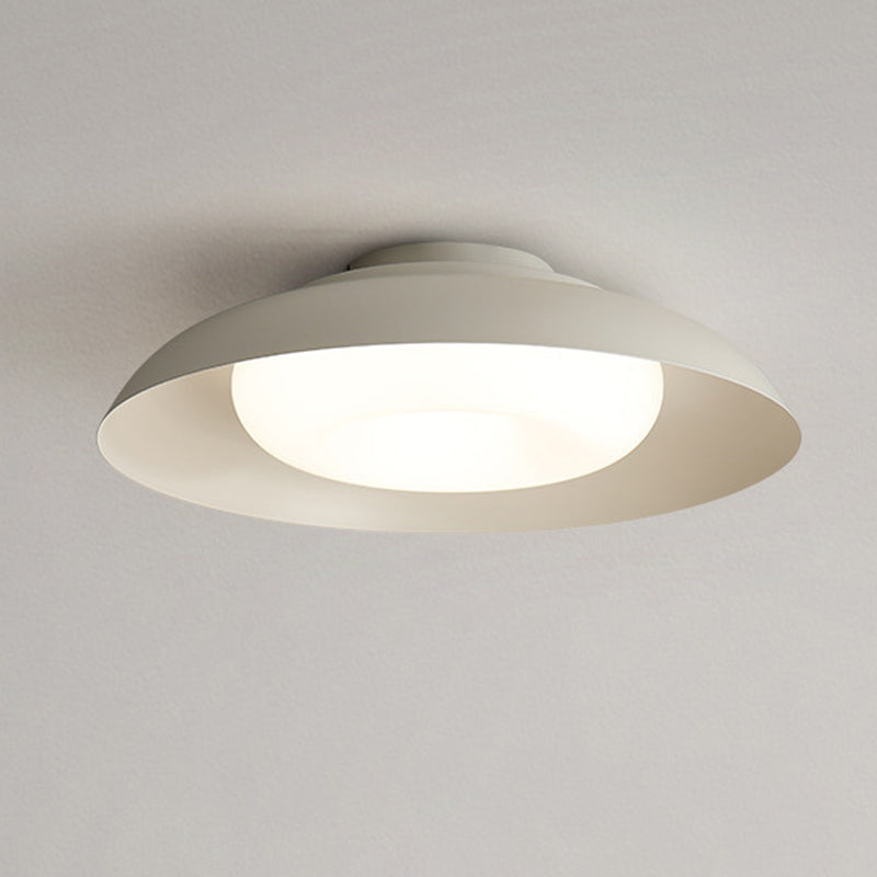 Modern Metal Flush Mount Circle Shape Ceiling Light with Plastic Shade for Living Room