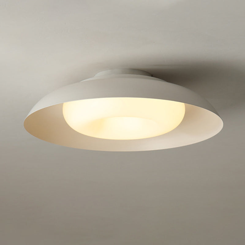 Modern Metal Flush Mount Circle Shape Ceiling Light with Plastic Shade for Living Room