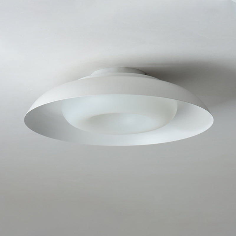 Modern Metal Flush Mount Circle Shape Ceiling Light with Plastic Shade for Living Room