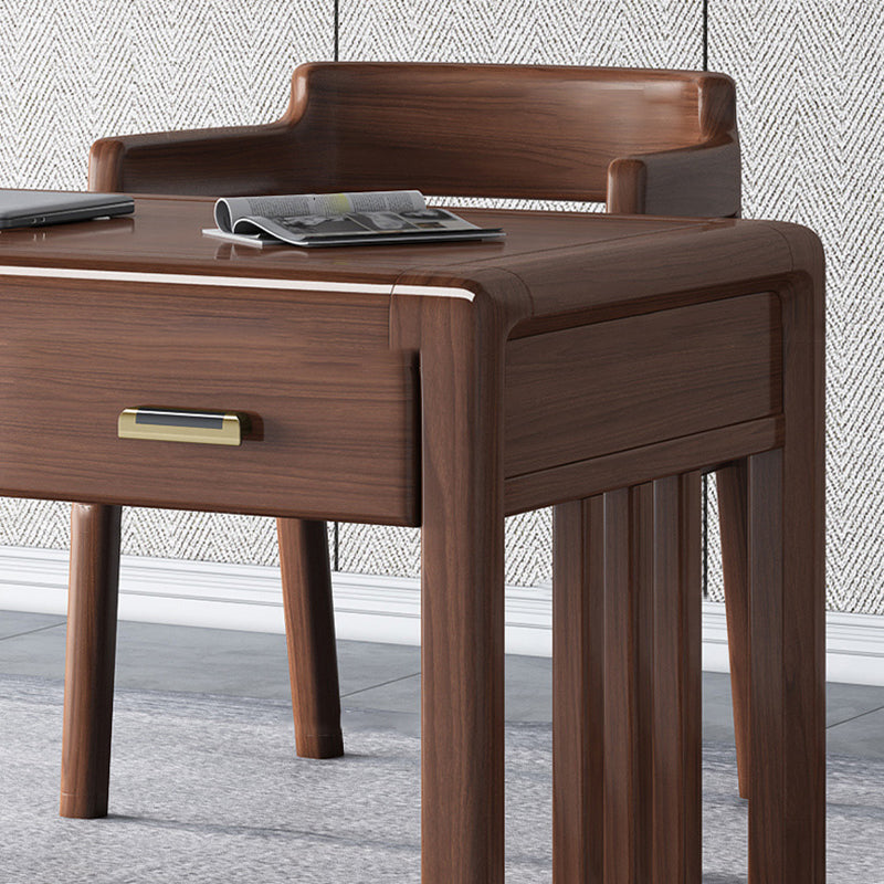 Contemporary Style Wood Office Desk Rectangular Brown Task Desk with 2 Drawers