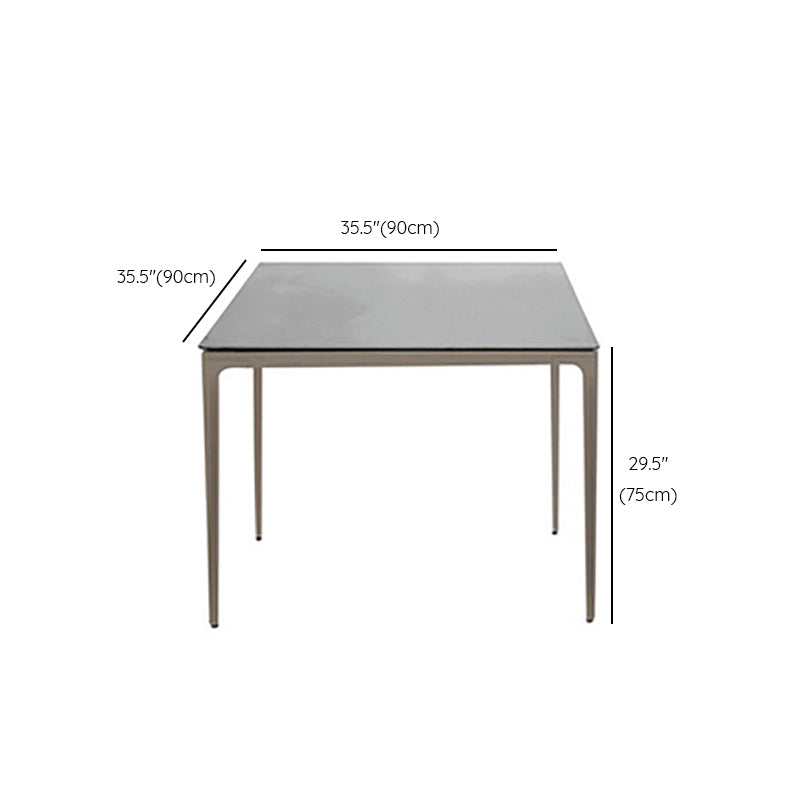 Modern Outdoor Dining Table UV Resistant Patio Table with Metal Base