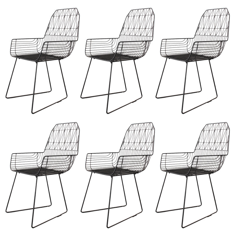 Industrial Black Armed Chairs Metal Outdoor Chair Upholstered Armchair