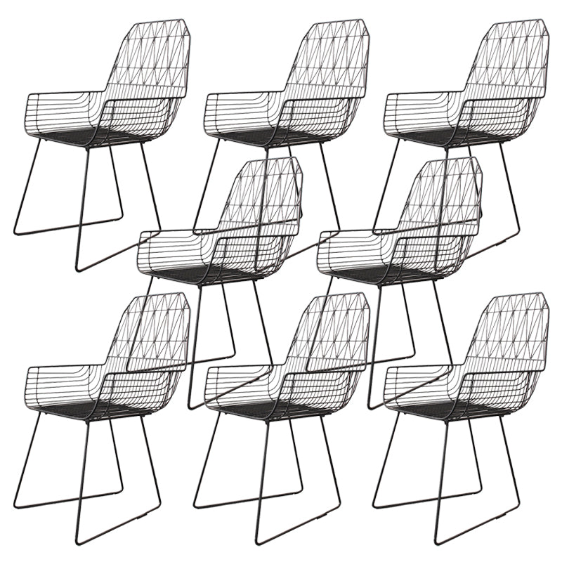 Industrial Black Armed Chairs Metal Outdoor Chair Upholstered Armchair