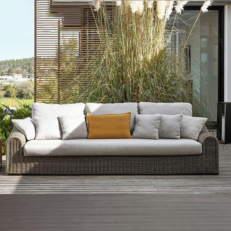 Rattan Outdoor Patio Sofa Water Resistant Patio Sofa with Cushions