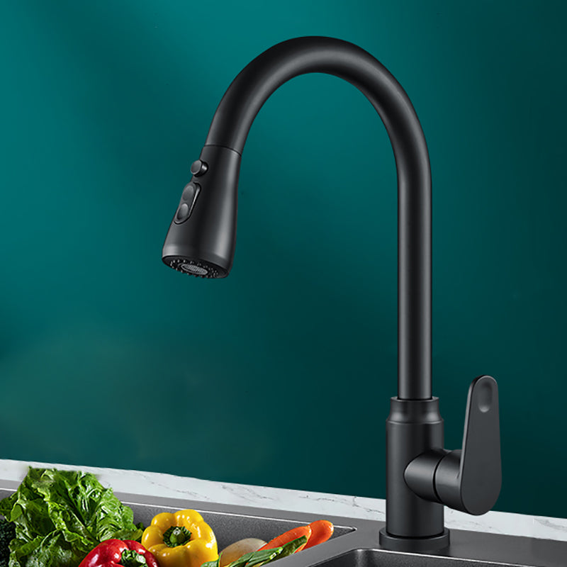 Swivel Spout Kitchen Faucet Gooseneck No Sensor with Pull Out Sprayer