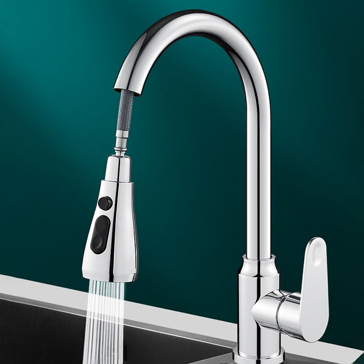 Swivel Spout Kitchen Faucet Gooseneck No Sensor with Pull Out Sprayer