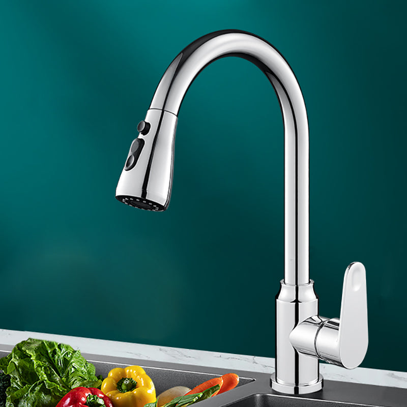 Swivel Spout Kitchen Faucet Gooseneck No Sensor with Pull Out Sprayer