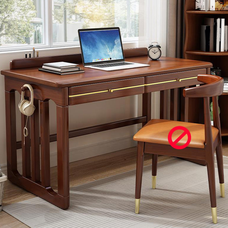 Contemporary Writing Desk in Rubberwood with Side Storage Bag and Hook