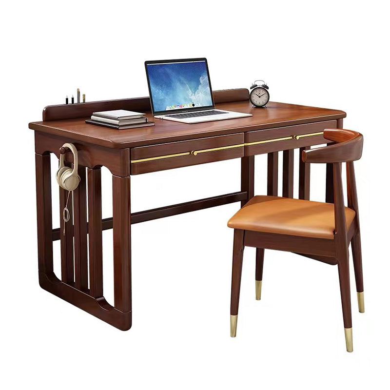 Contemporary Writing Desk in Rubberwood with Side Storage Bag and Hook