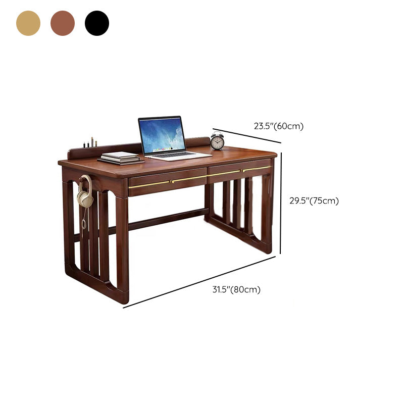 Contemporary Writing Desk in Rubberwood with Side Storage Bag and Hook