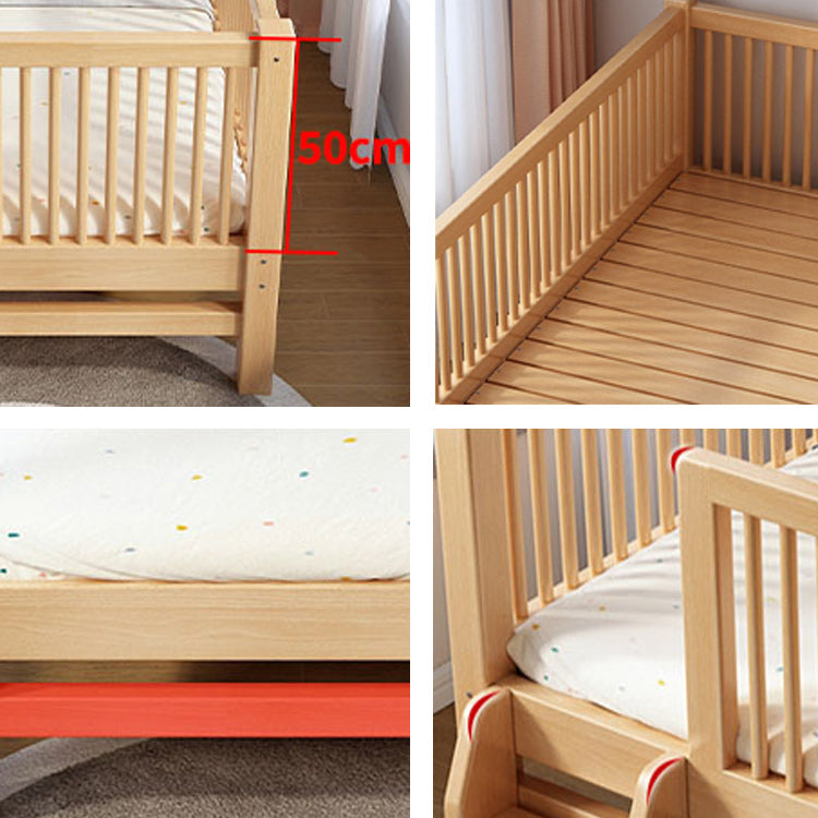 Solid Wood Kids Bed No Theme Natural Toddler Bed with Mattress