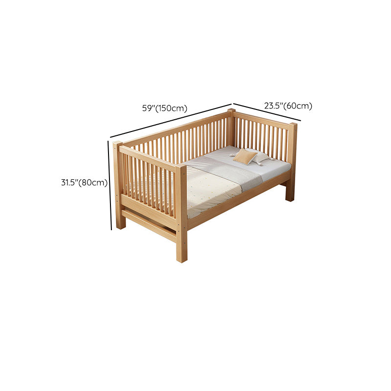 Solid Wood Kids Bed No Theme Natural Toddler Bed with Mattress