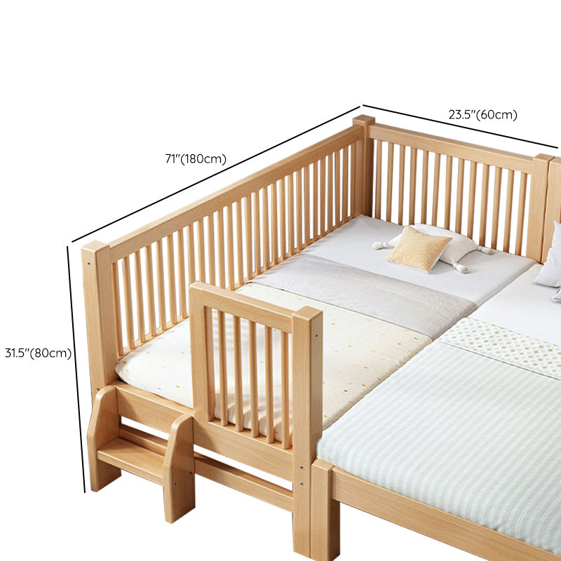 Solid Wood Kids Bed No Theme Natural Toddler Bed with Mattress