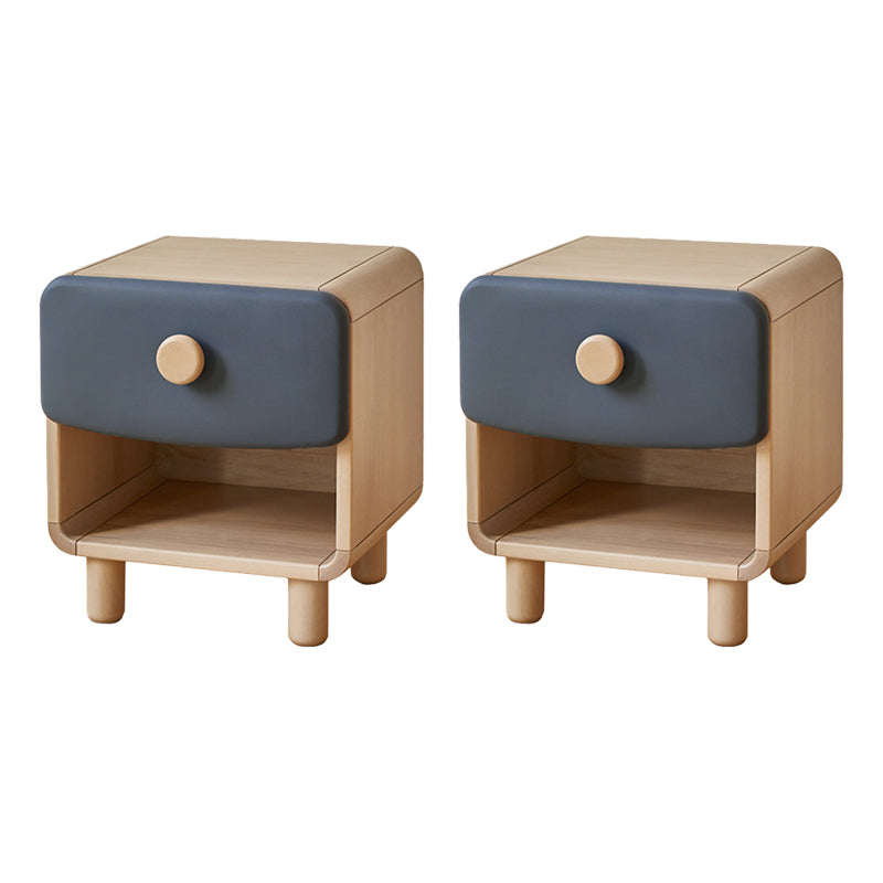 White and Blue Bedside Table for Nursery Wooden Kids Bedside Table