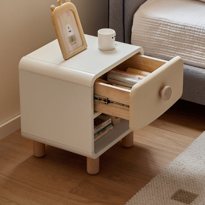 White and Blue Bedside Table for Nursery Wooden Kids Bedside Table