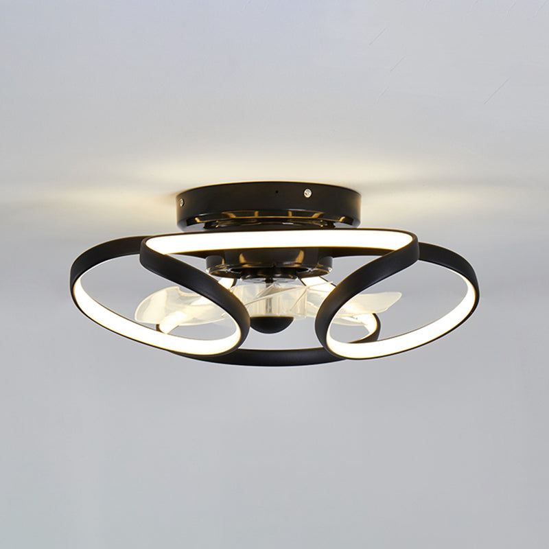 Linear Shape Metal Ceiling Fans Modern Style 1 Light Flush Ceiling Fan