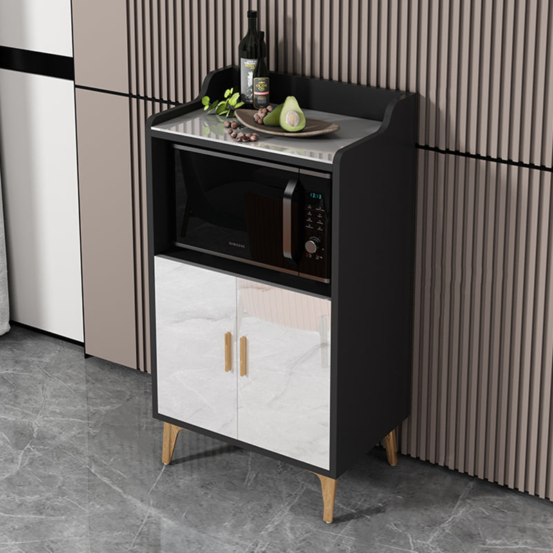 Contemporary Dining Server Adjustable Shelving Sideboard Cabinet with Open Storage