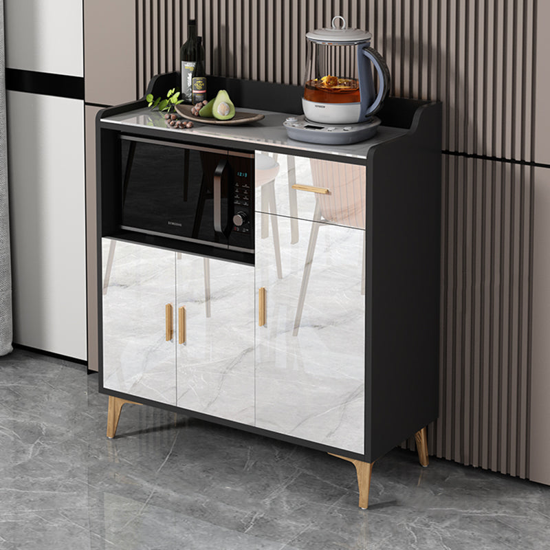 Contemporary Dining Server Adjustable Shelving Sideboard Cabinet with Open Storage