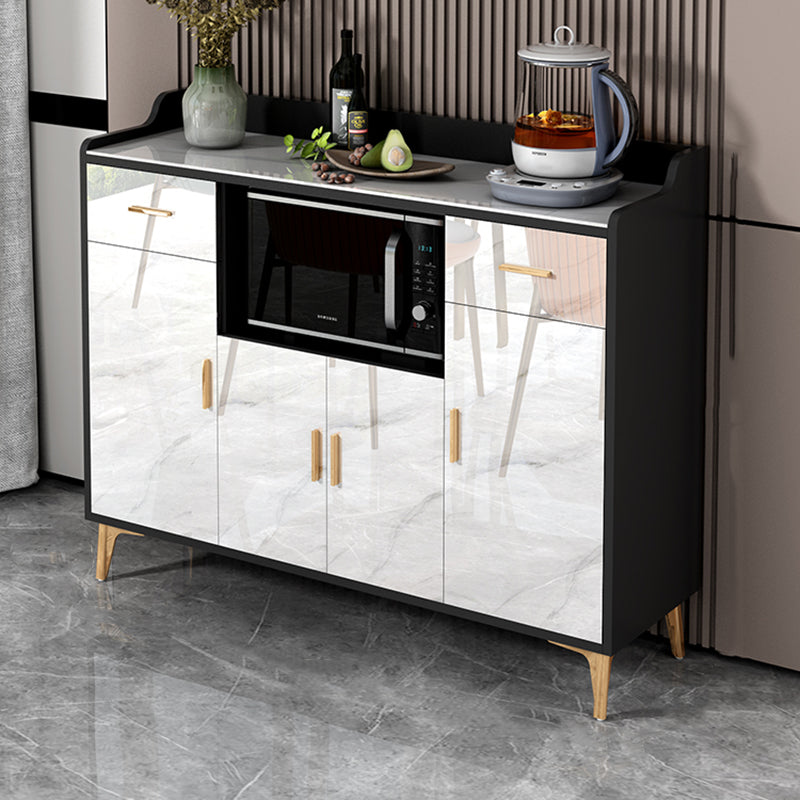 Contemporary Dining Server Adjustable Shelving Sideboard Cabinet with Open Storage