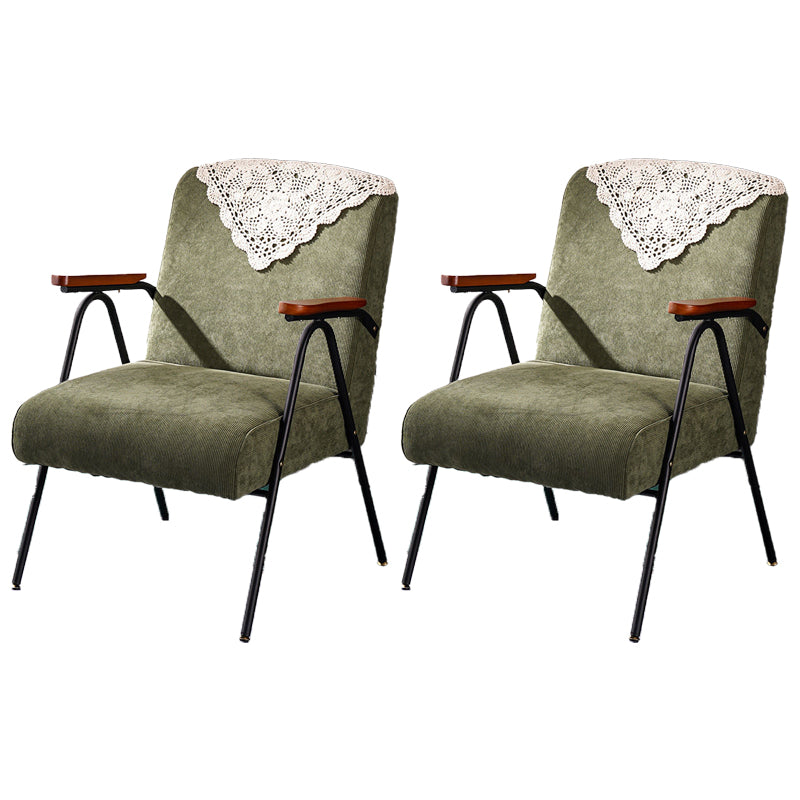 Mid-Century Modern Accent Armchair in Corduroy and Metal Base