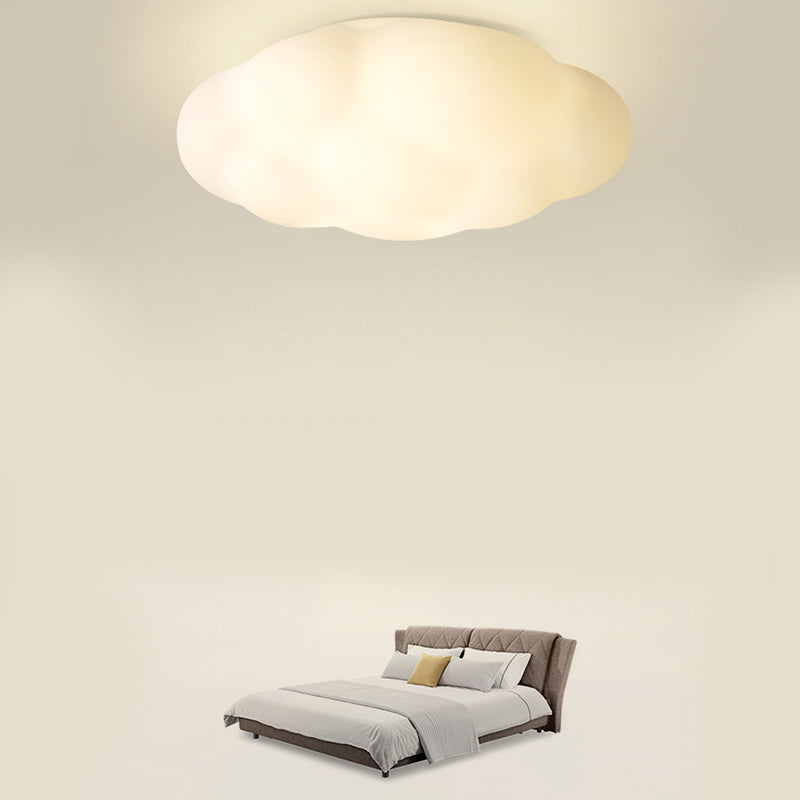 Modern Metal Flush Mount Cloud Shape LED Ceiling Light with Plastic Shade for Bedroom