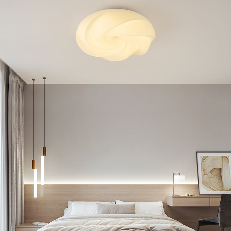 LED Modern Metal Flush Mount Cookie Shape Ceiling Light with Plastic Shade for Living Room