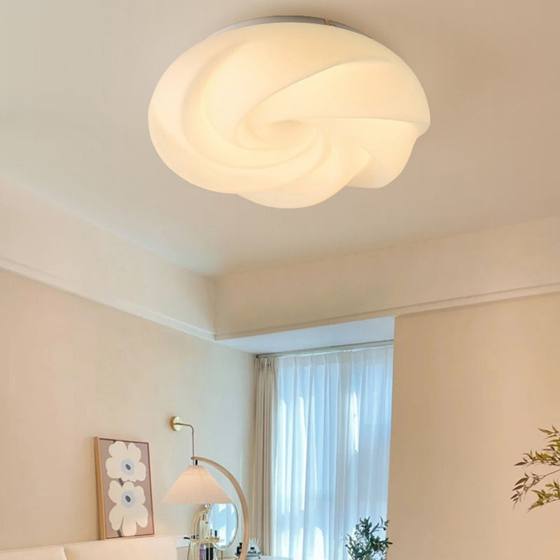 LED Modern Metal Flush Mount Cookie Shape Ceiling Light with Plastic Shade for Living Room