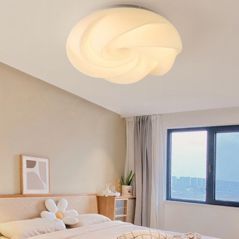 LED Modern Metal Flush Mount Cookie Shape Ceiling Light with Plastic Shade for Living Room