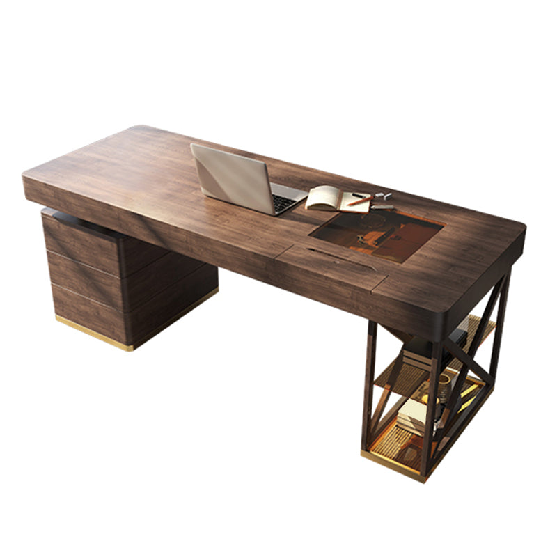 Contemporary Style Wood Office Desk Rectangular Shape Task Desk with 6 Drawers