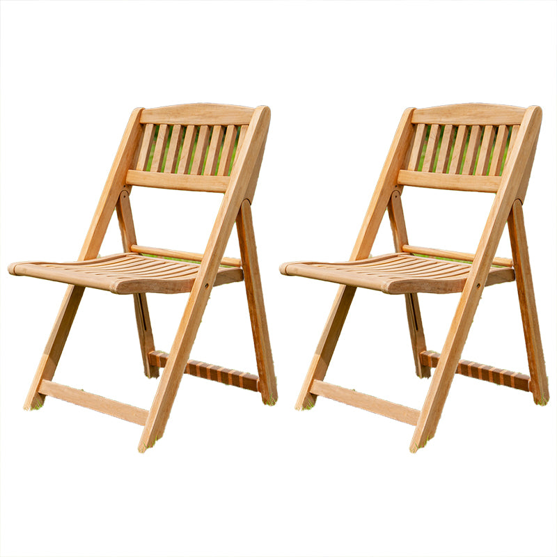 Modern Outdoor Bistro Chairs Solid Wood Armles Folding Patio Dining Chair