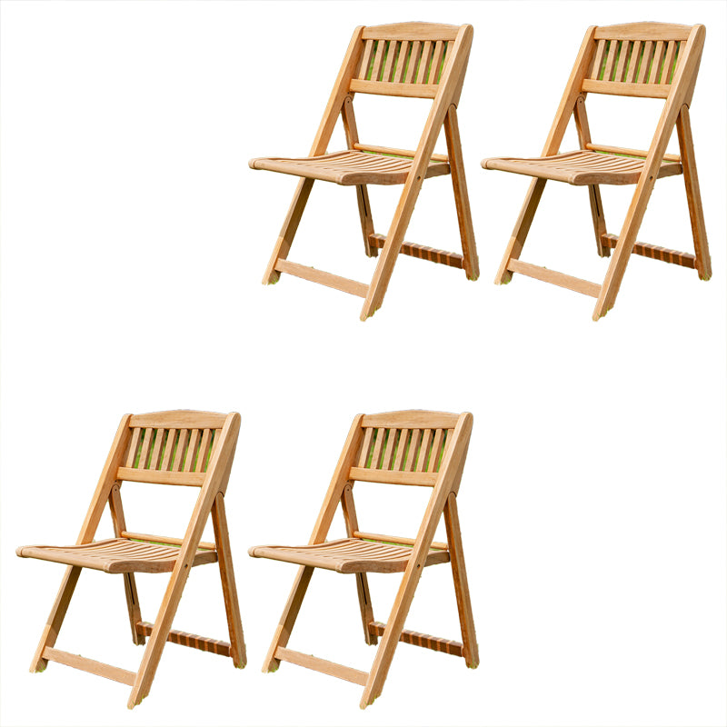 Modern Outdoor Bistro Chairs Solid Wood Armles Folding Patio Dining Chair