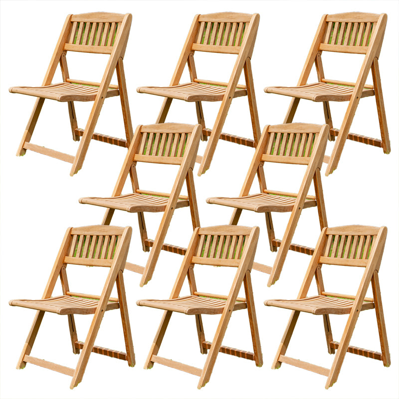 Modern Outdoor Bistro Chairs Solid Wood Armles Folding Patio Dining Chair