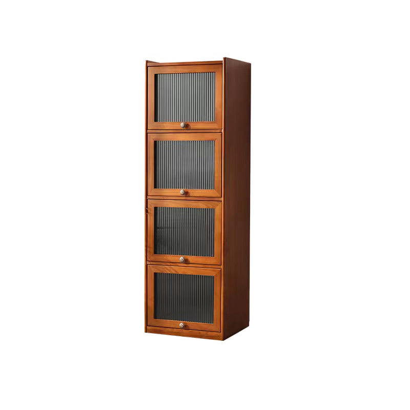 Mid-century Modern 4- Door Cabinet Rectangle Solid Wood Accent Cabinet